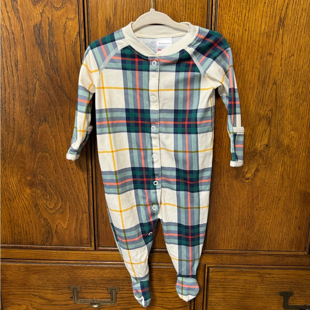 Hannah Anderson Plaid Footed Sleeper EUC 3-6 months